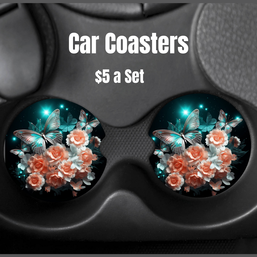 Butterflies and roses Car Coasters