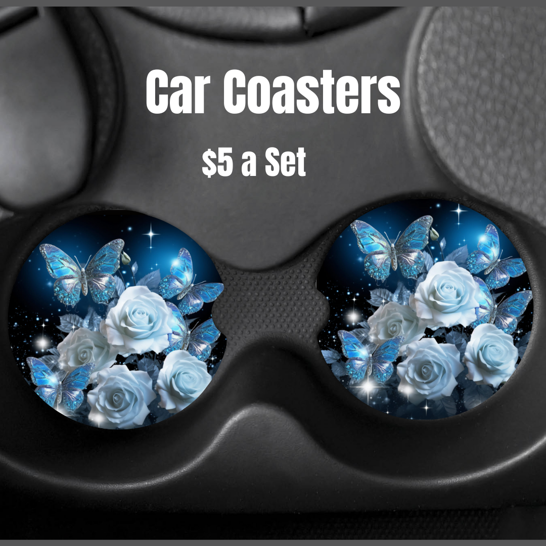 Butterflies and roses Car Coasters