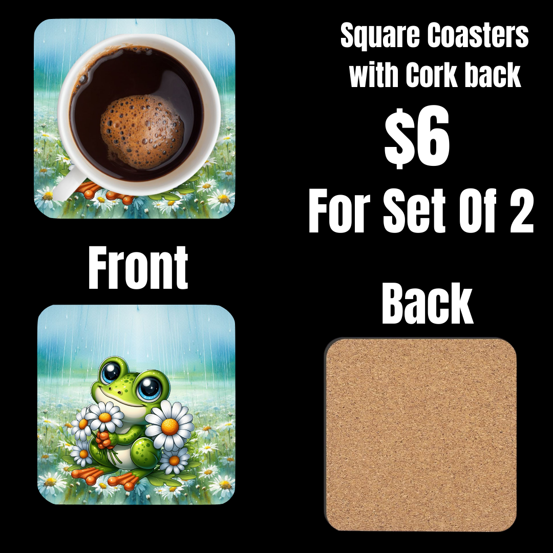 Meadow Frolic Frog Coasters