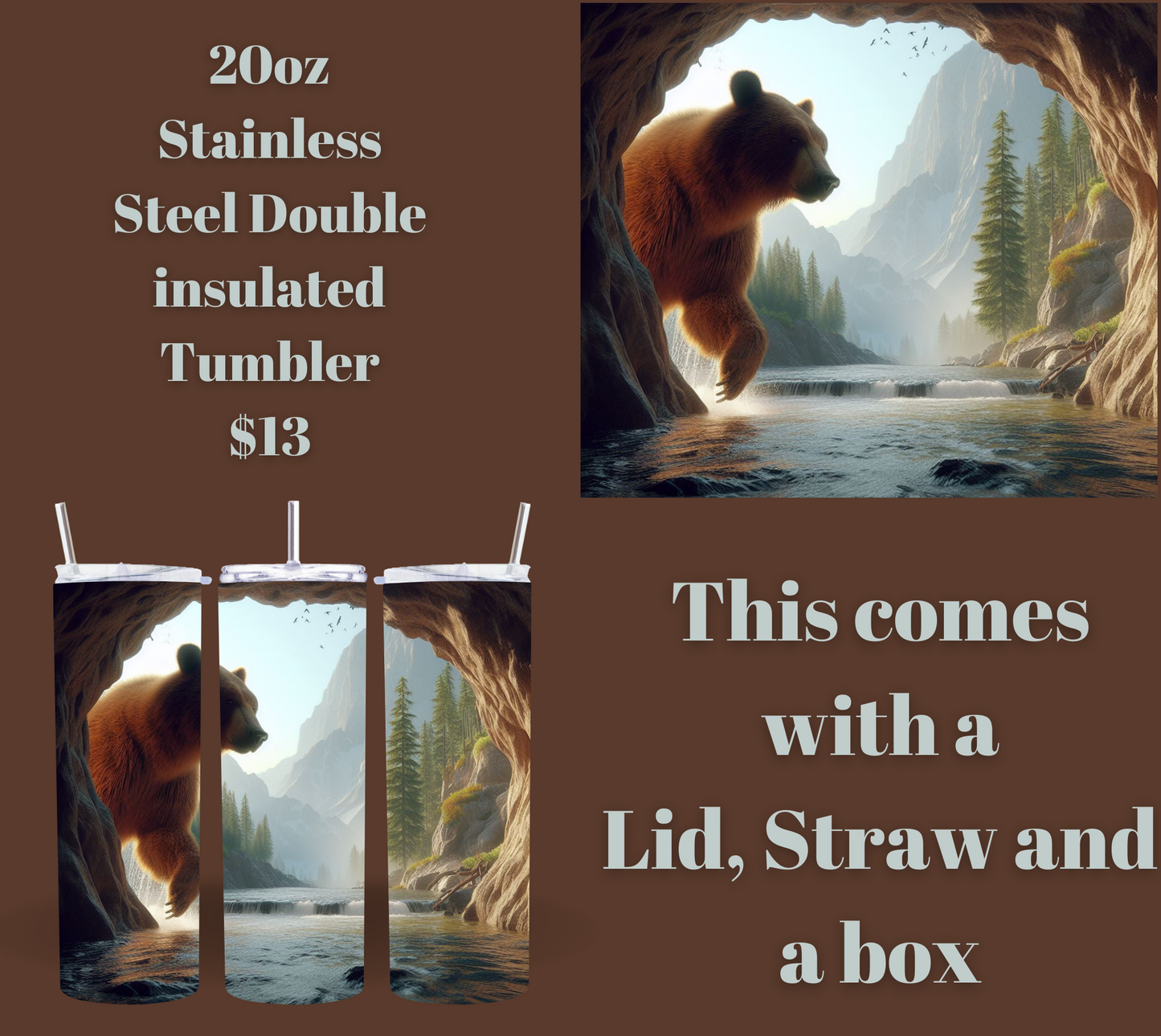 Wilderness Guardian 20 oz Skinny Stainless Steel Tumbler