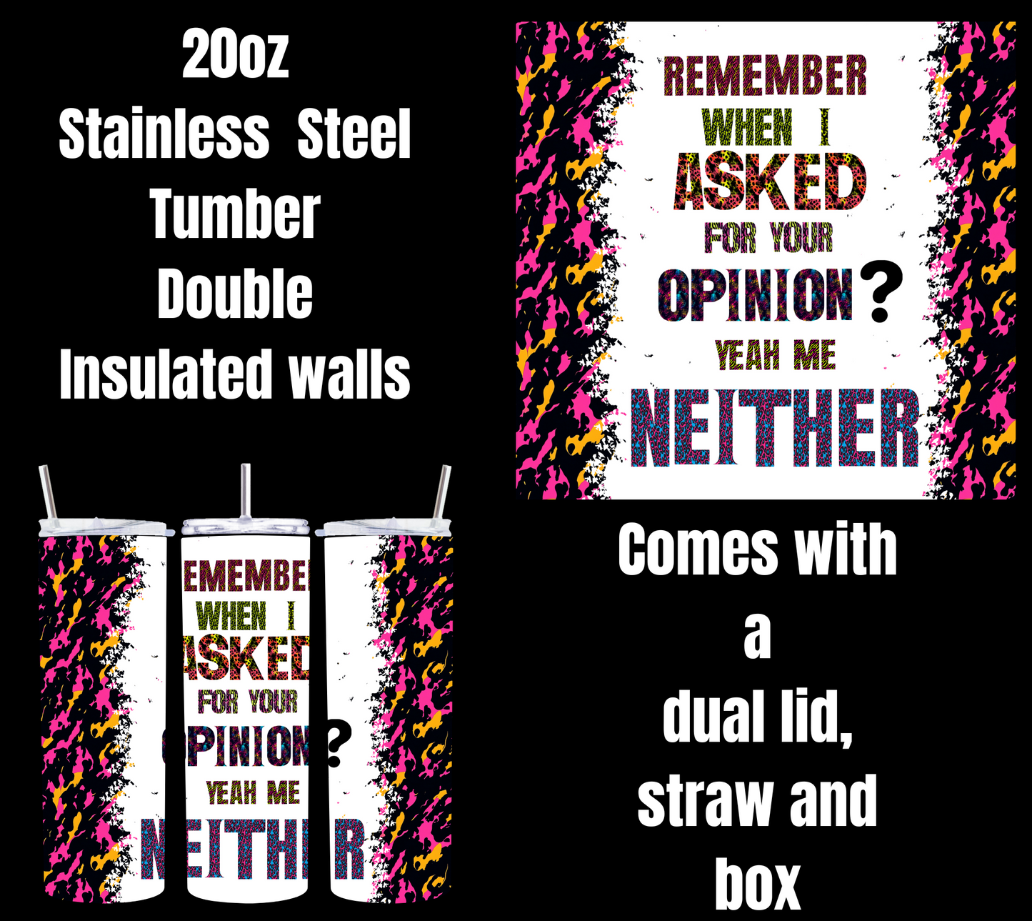 Cheeky Chic 20oz Insulated Splash Tumblers