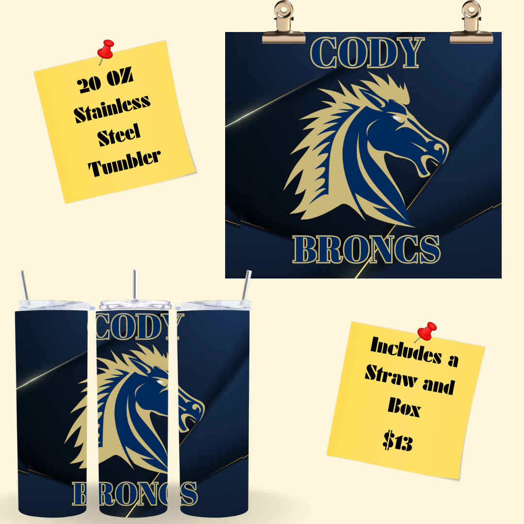 Cody Broncs 20oz Skinny Tumbler