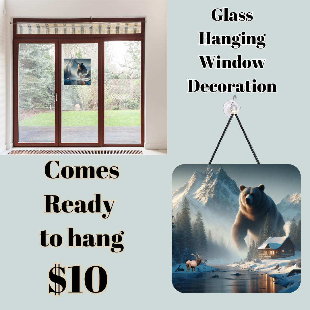 Winter Wilderness Retreat Glass Hanging Window Decorations