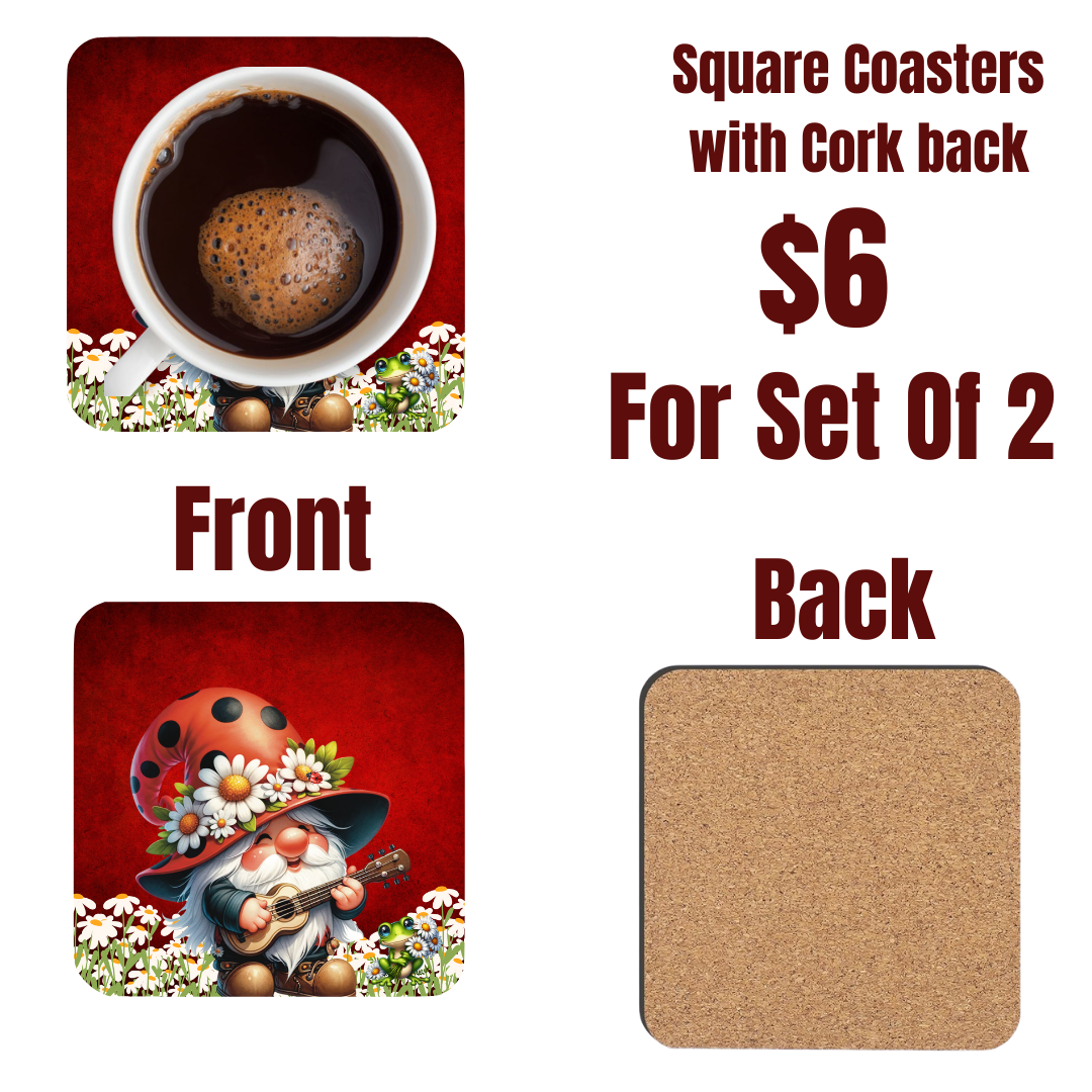 Whimsical Gnome End Table Coaster Set