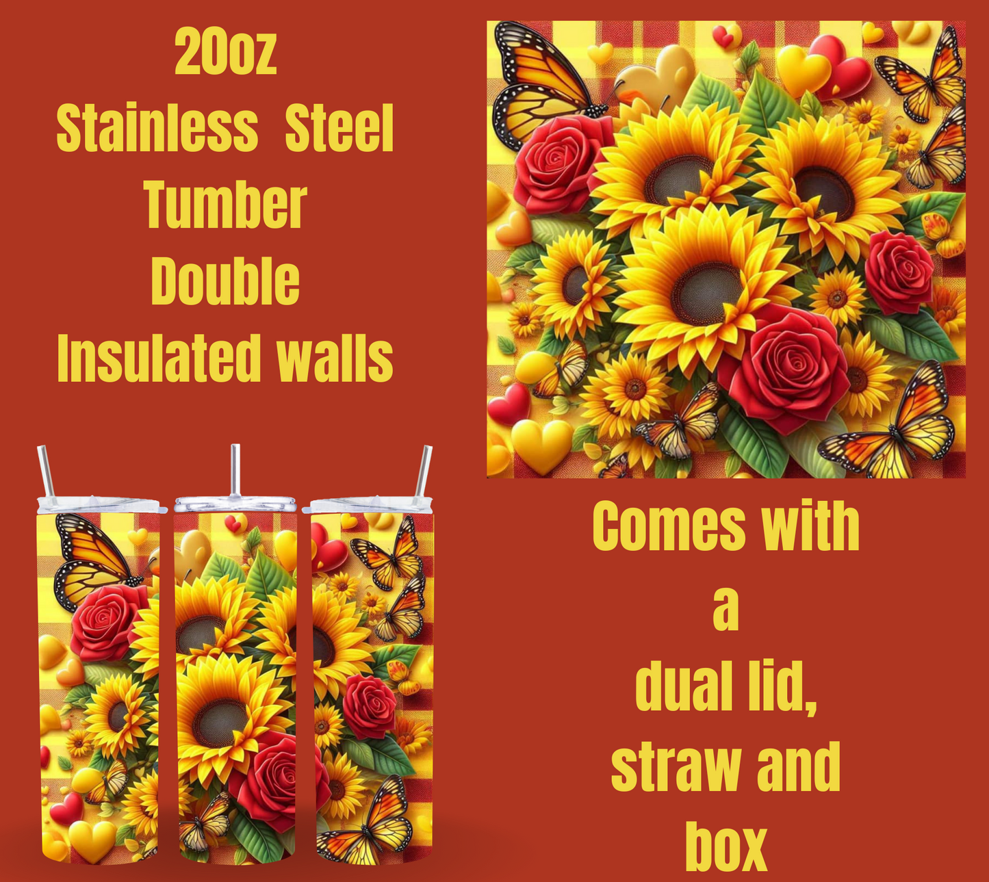 Sunshine Bouquet Stainless Steel Tumbler