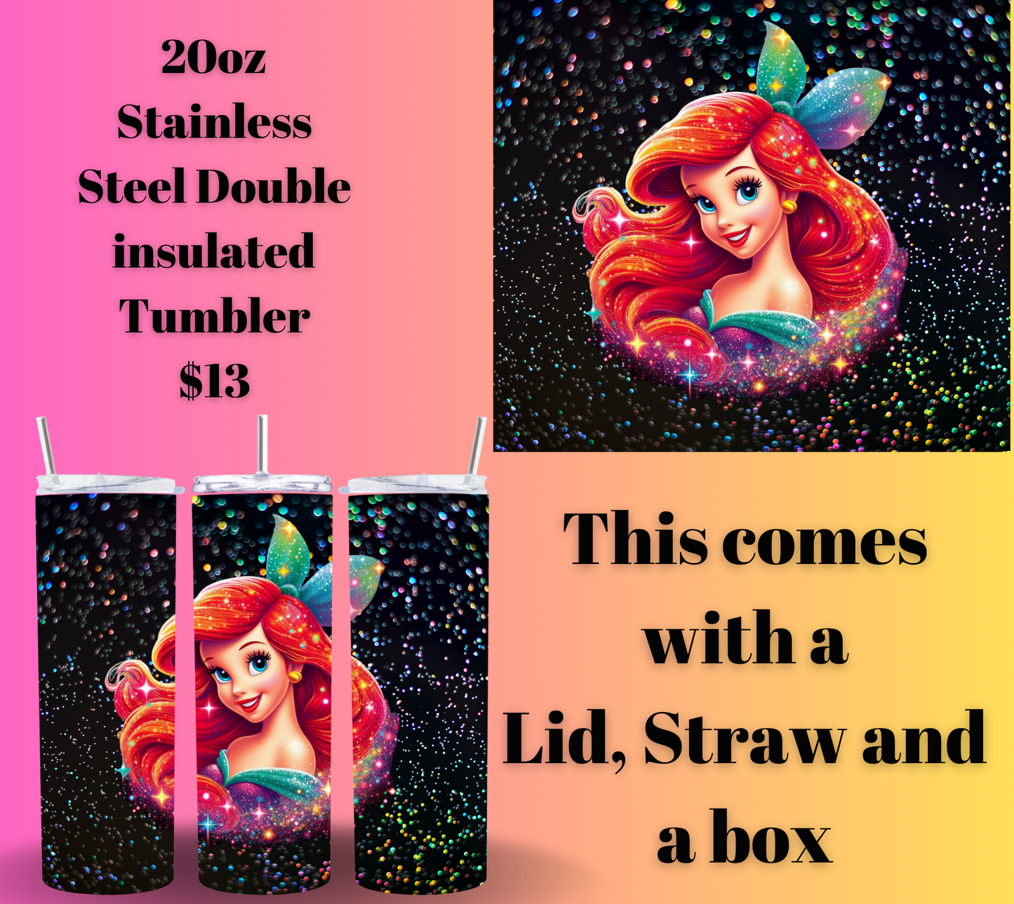 Beautiful Ariel Skinny Tumblers