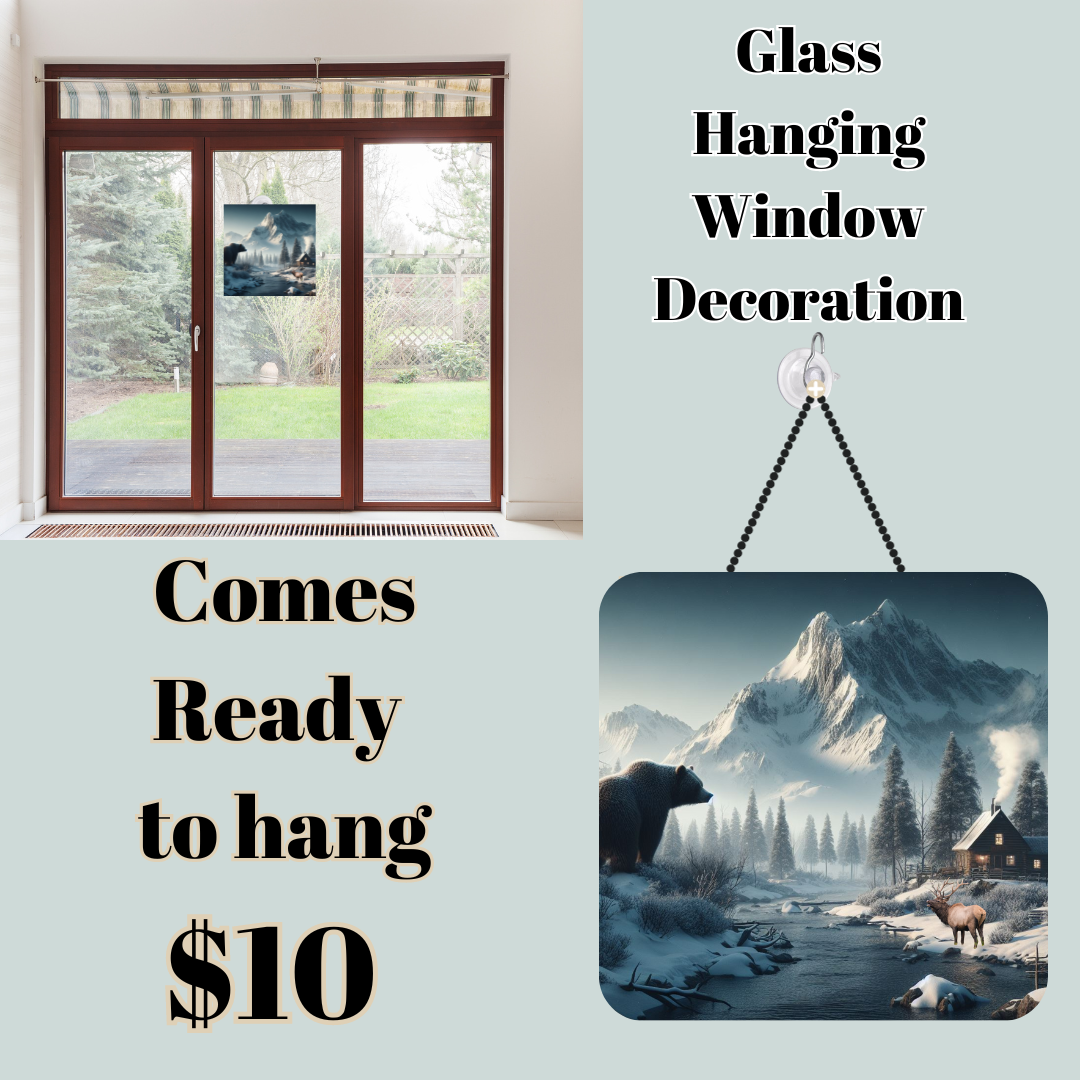 Winter Wilderness Retreat Glass Hanging Window Decorations