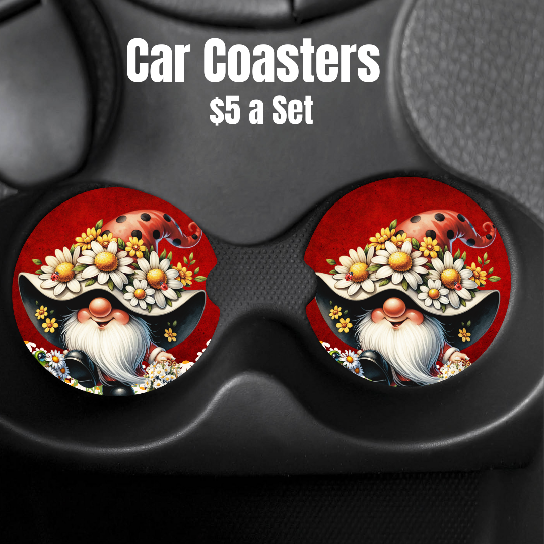 Enchanted Gnome Absorbent Car Coasters