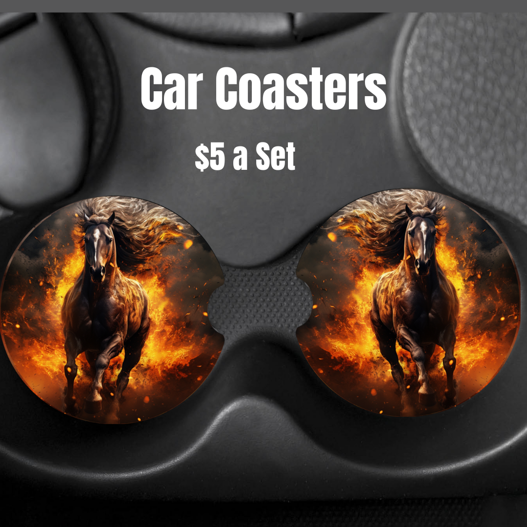 Horse on fire Car Coasters