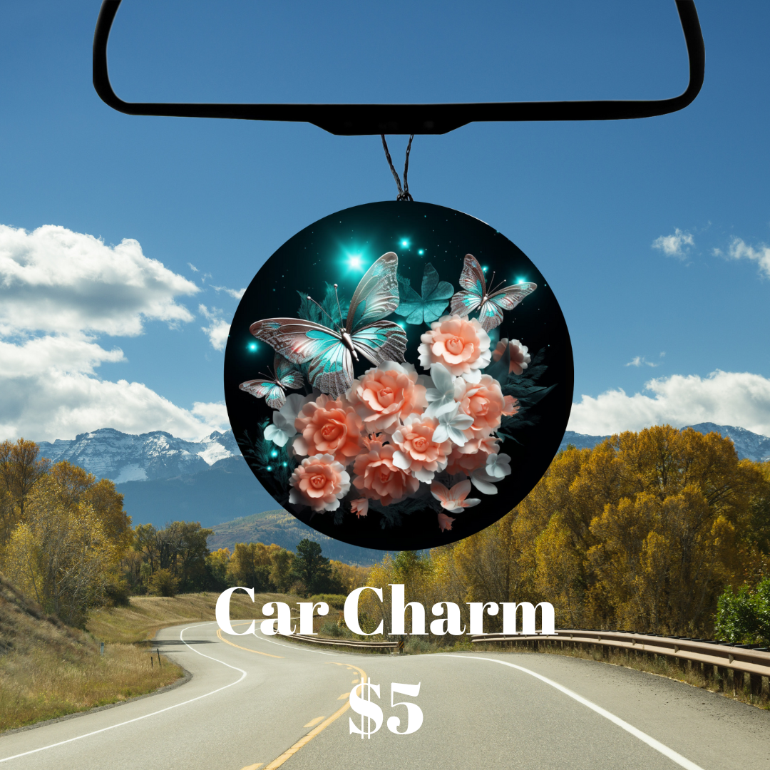 Butterflies and Roses Car Charms
