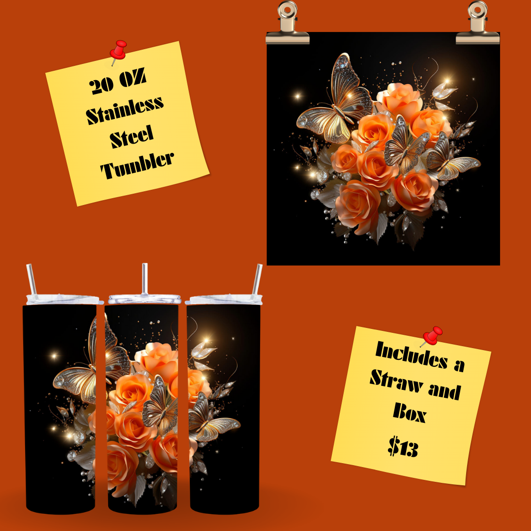Butterflies and Roses Tumblers