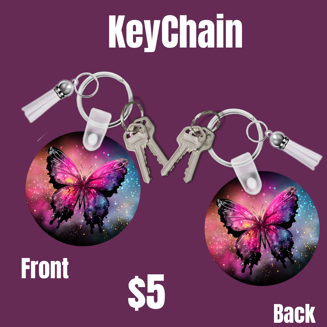 Bright Butterfly Round Keychain