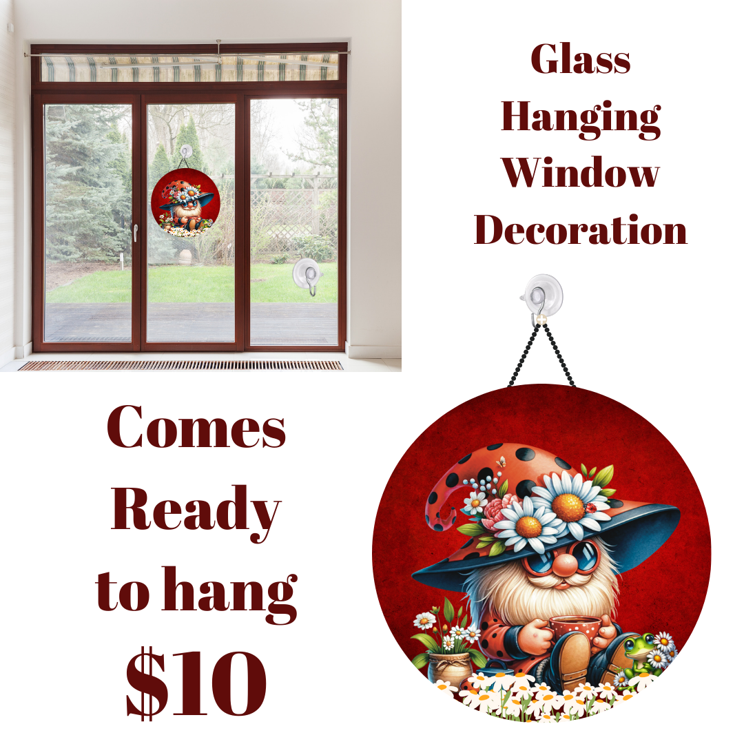 Enchanted Garden Gnome Glass Window Charms
