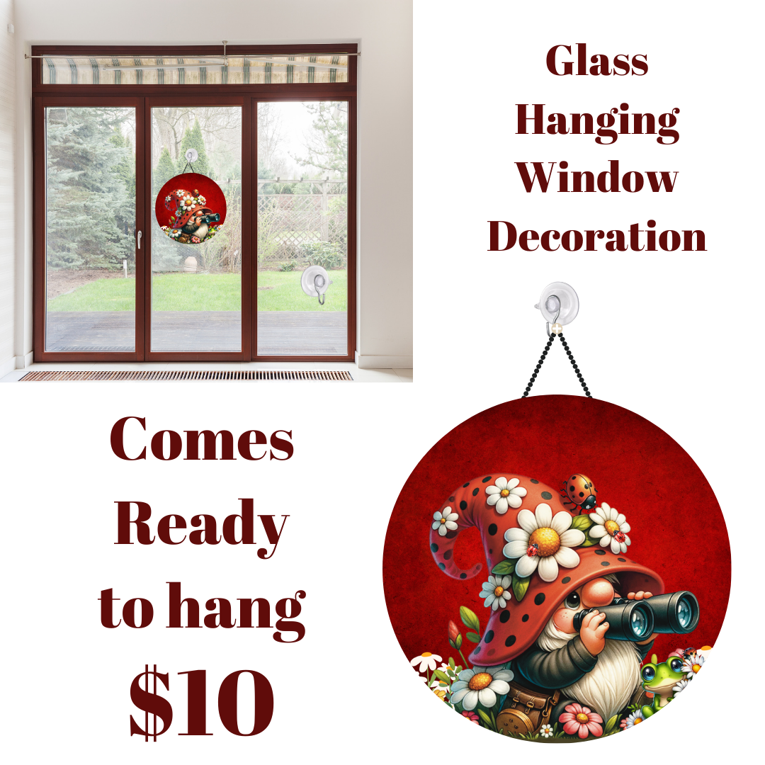 Enchanted Garden Gnome Glass Window Charms