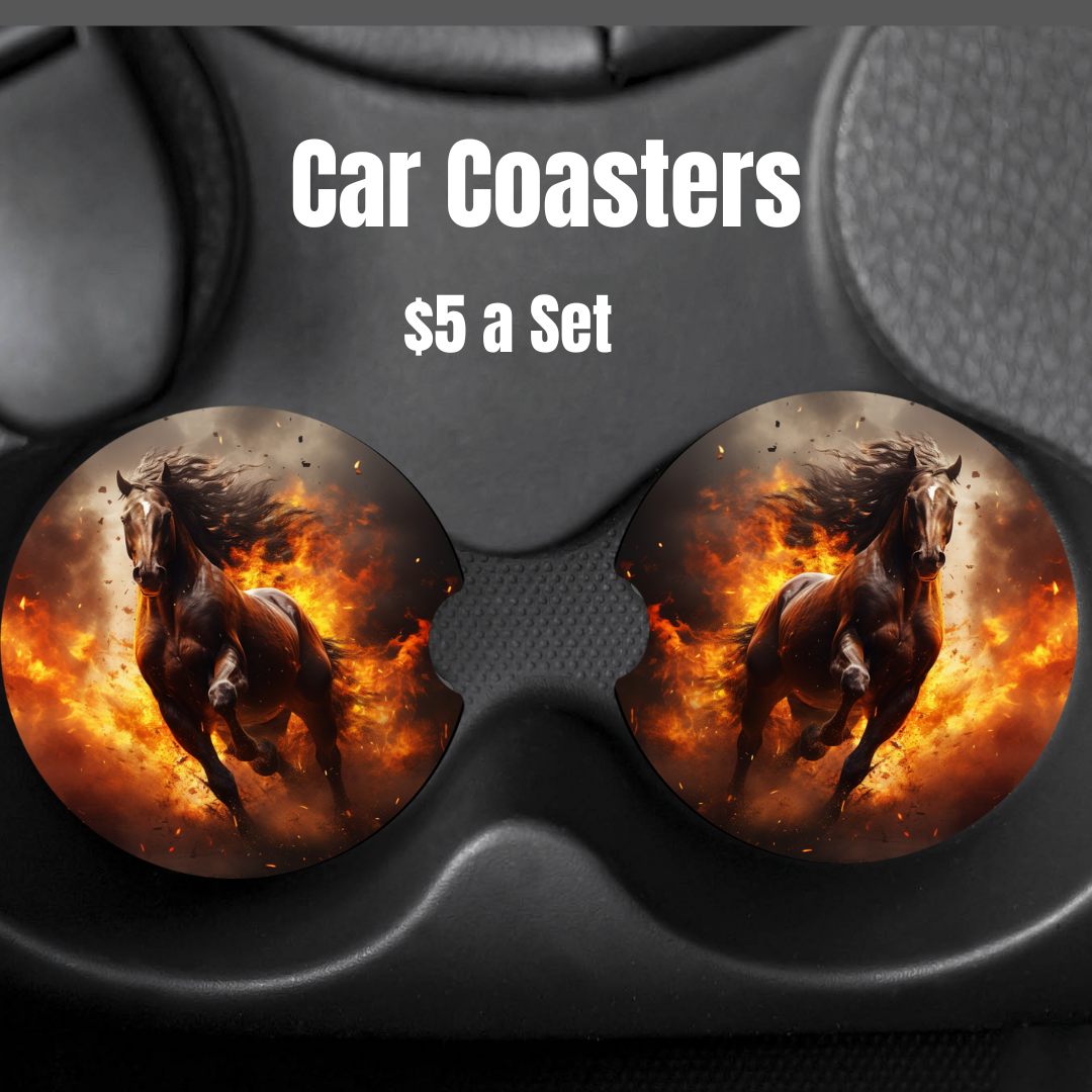 Horse on fire Car Coasters