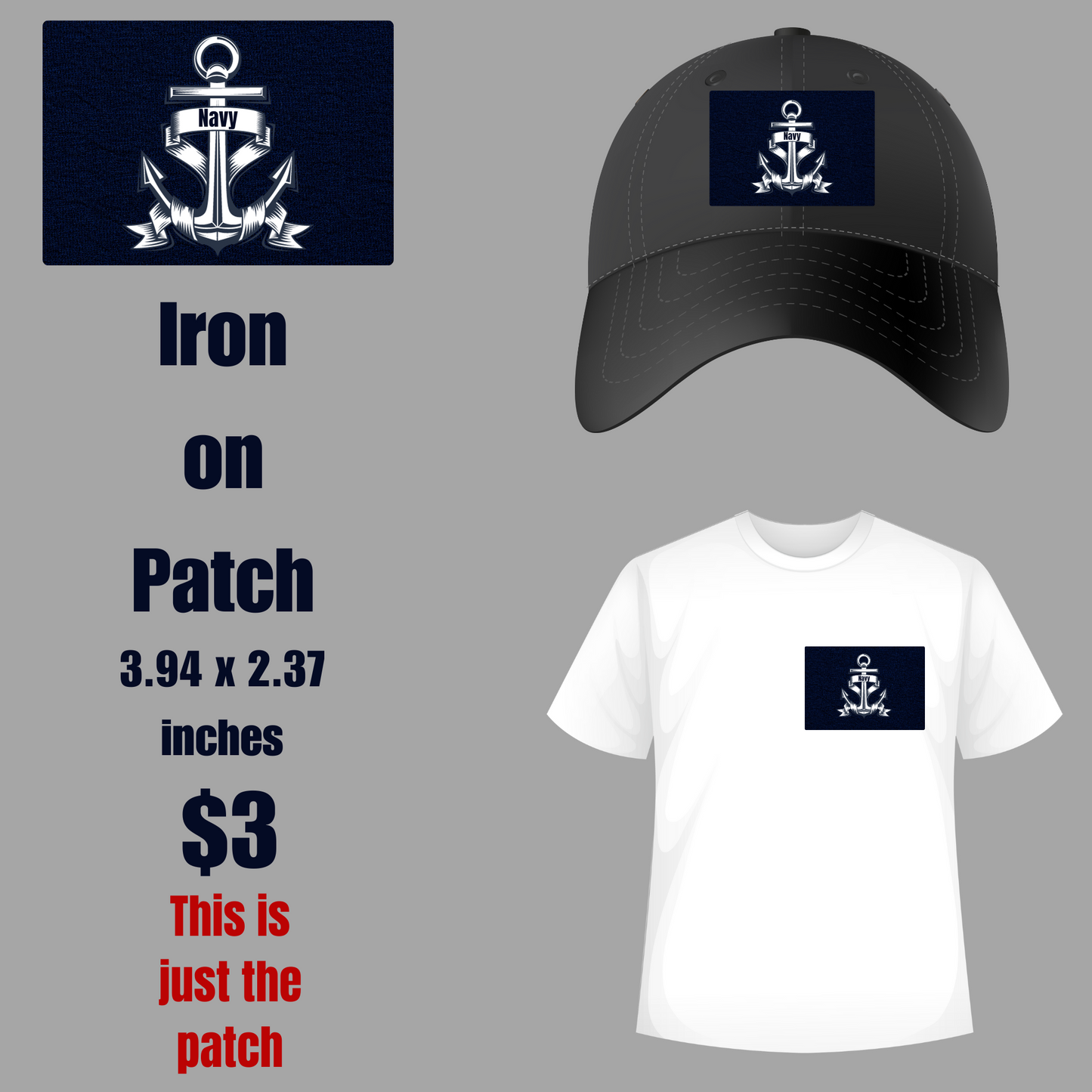 Naval Pride Anchor Iron-On Patch