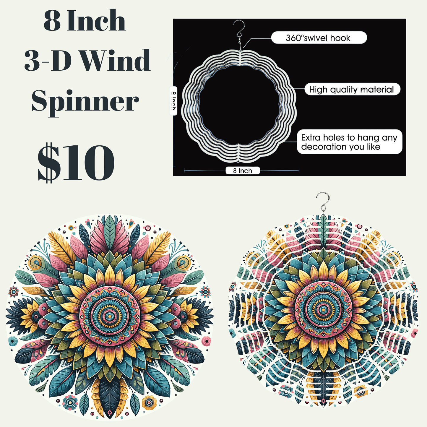 Vibrant Mandala Harmony 3D Wind Spinner