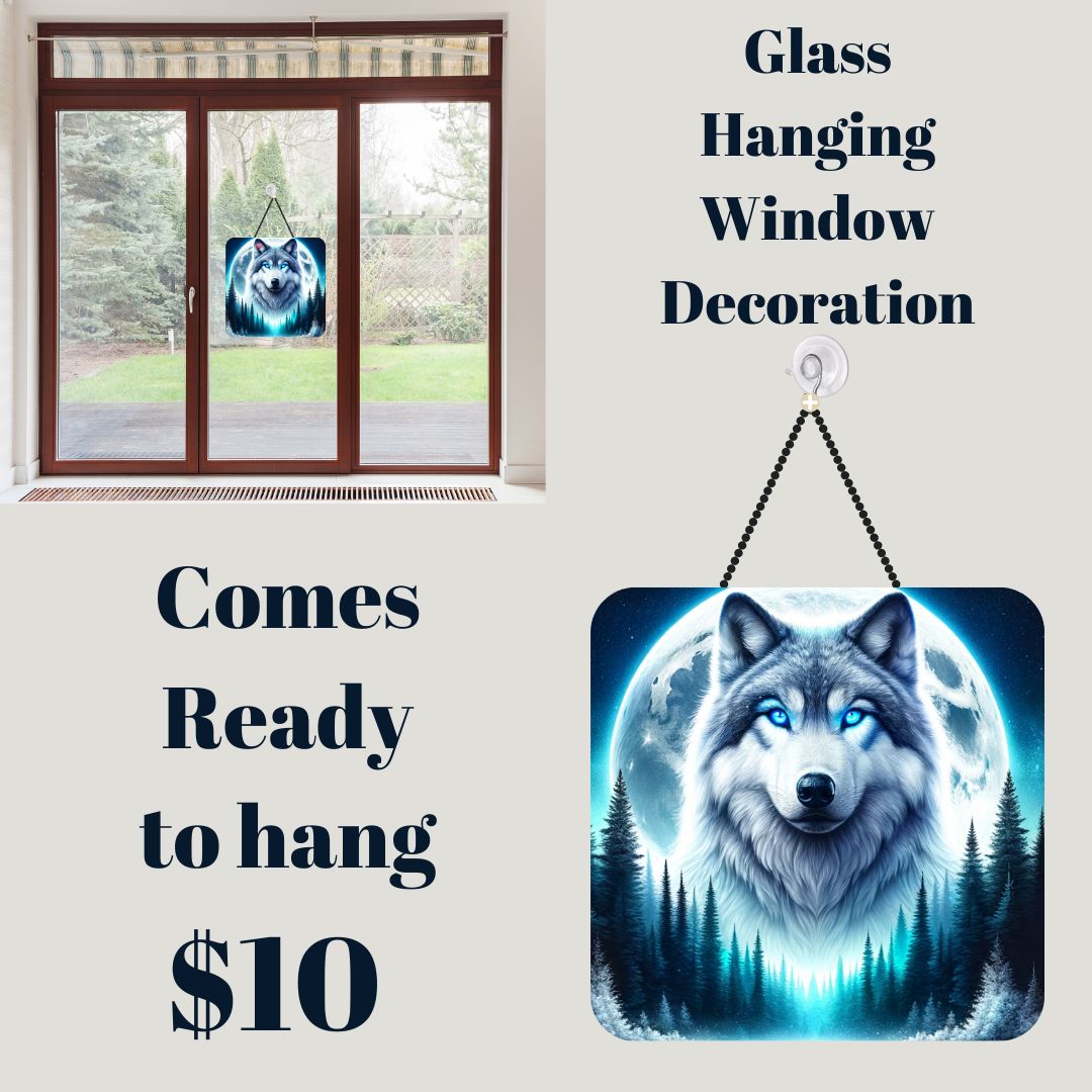 Lunar Wolf Glass Suncatcher