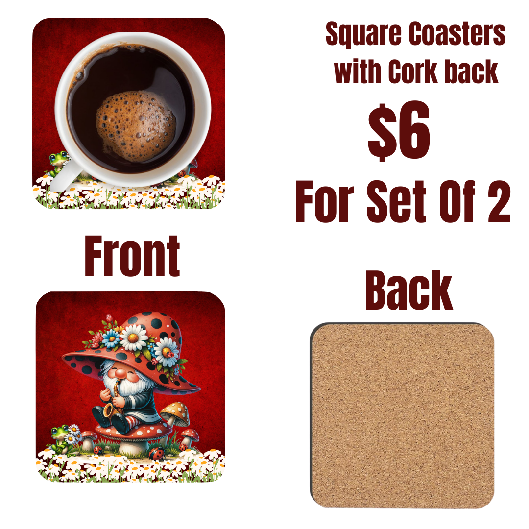 Whimsical Gnome End Table Coaster Set