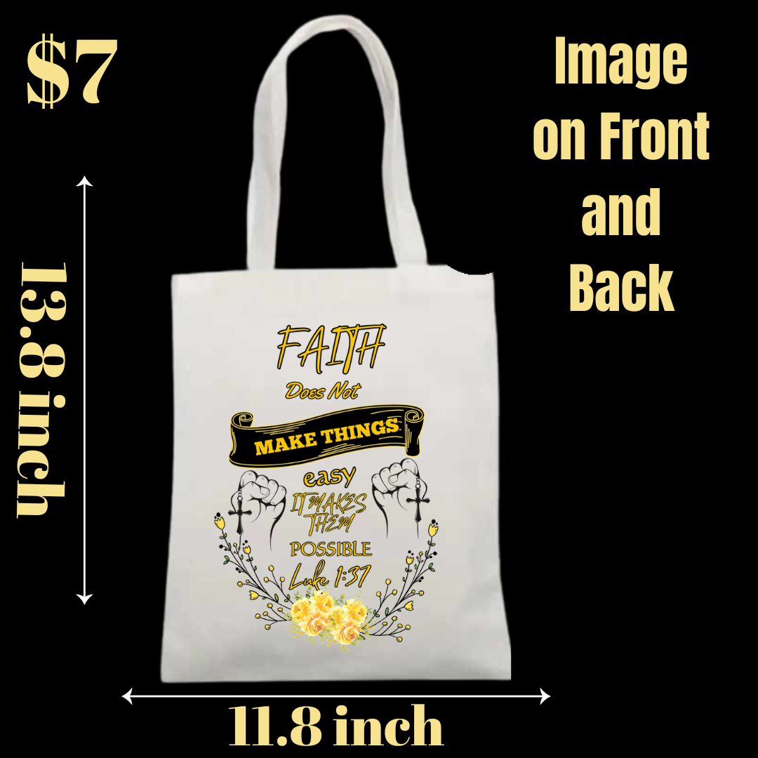Faith-Inspired Dual-Sided Tote Bag – Floral and Scripture Design