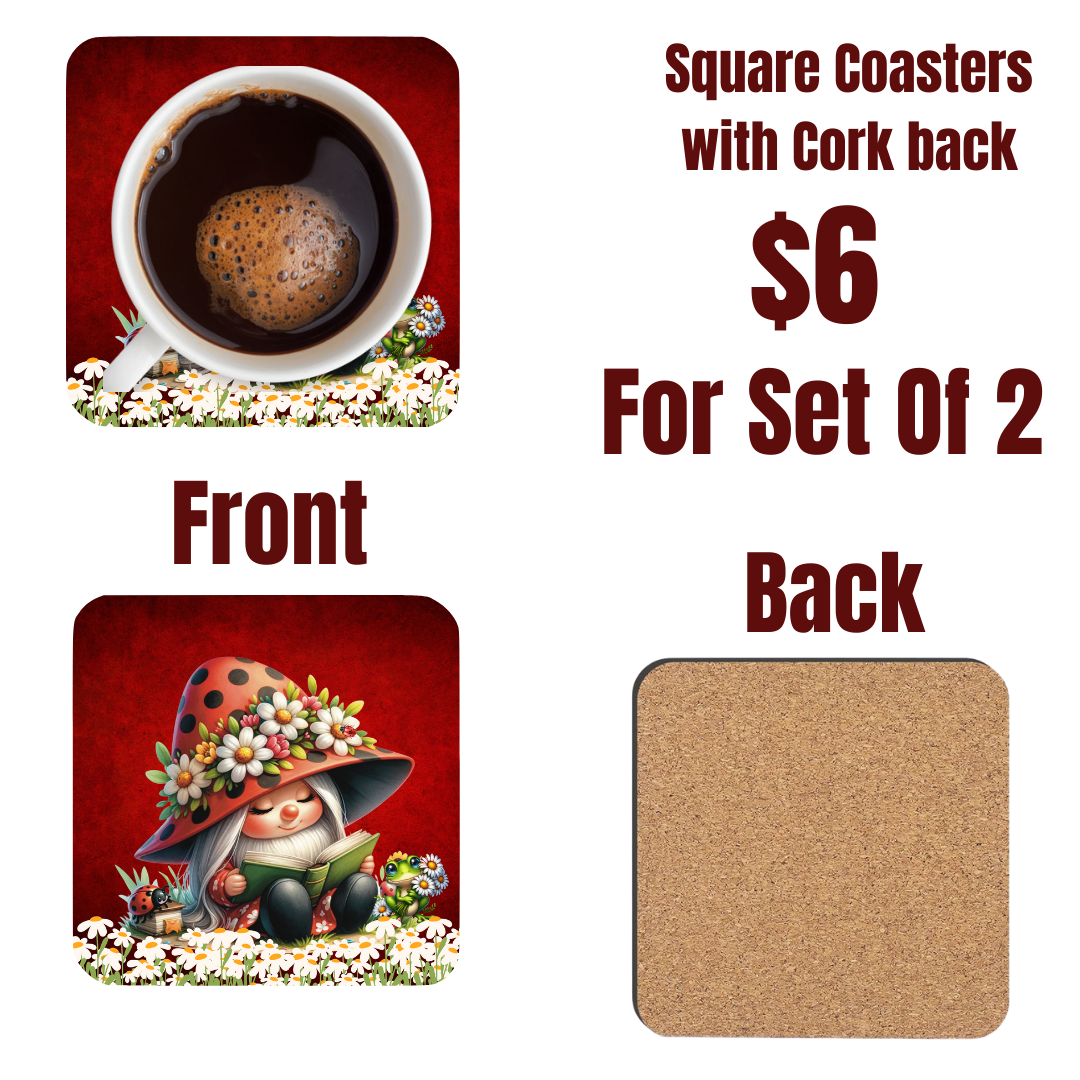 Whimsical Gnome End Table Coaster Set