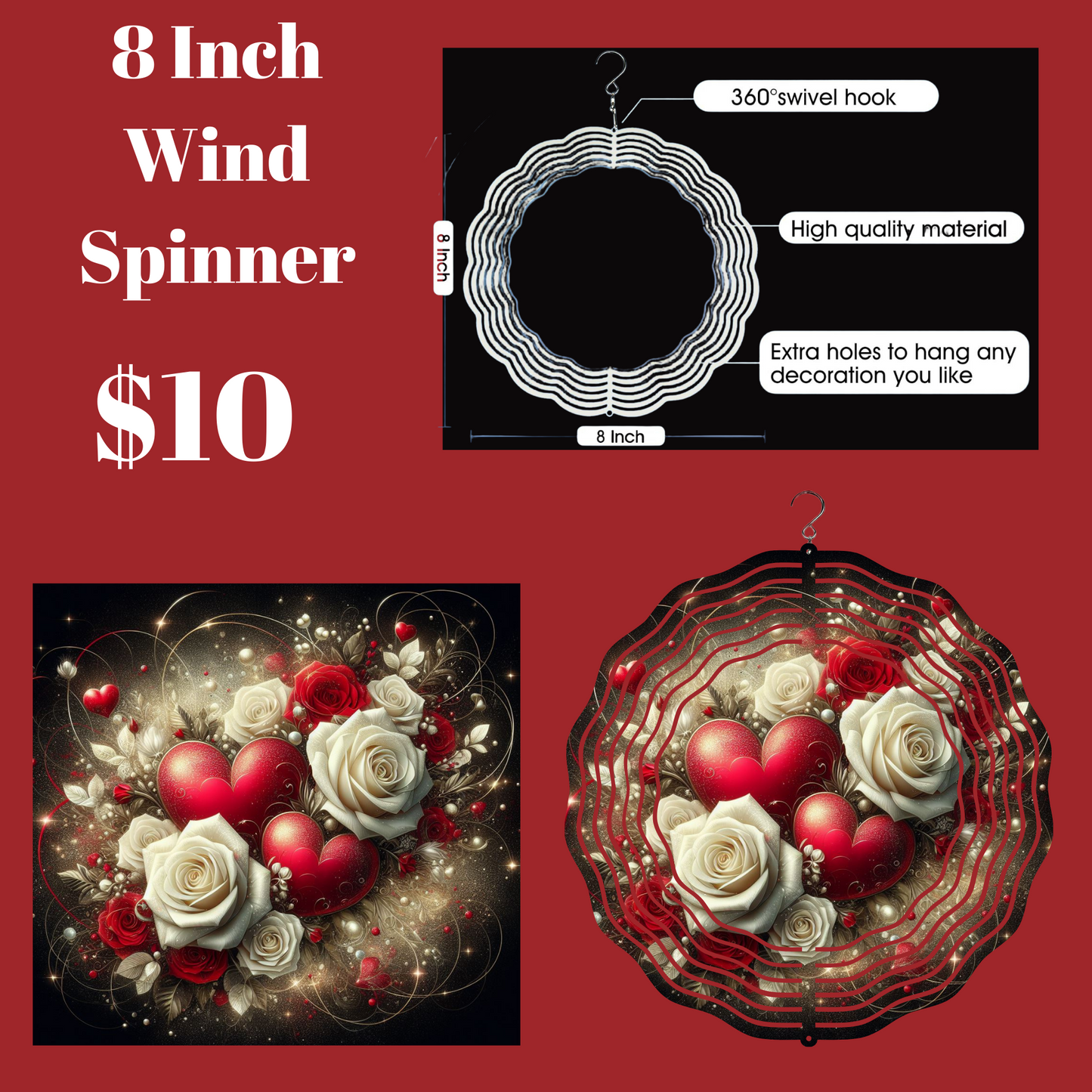 Radiant Hearts 3D Wind Spinner