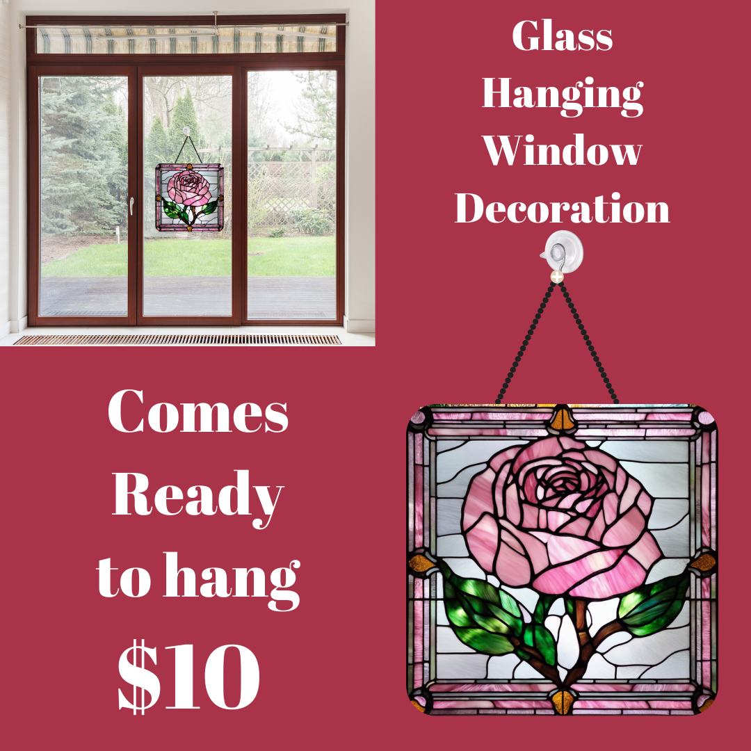 Blooming Rose Stained Glass Window Charm