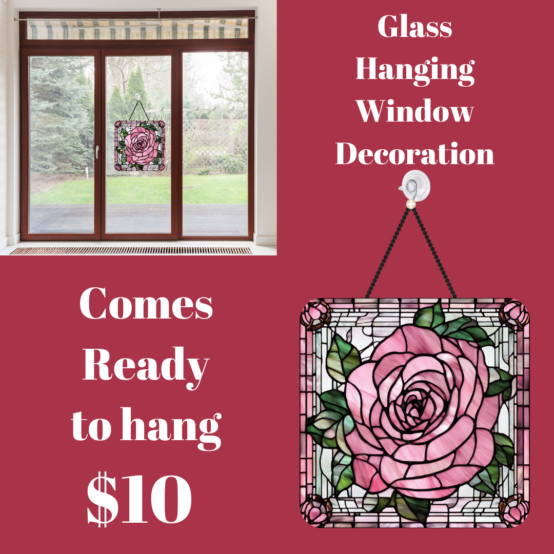 Blooming Rose Stained Glass Window Charm