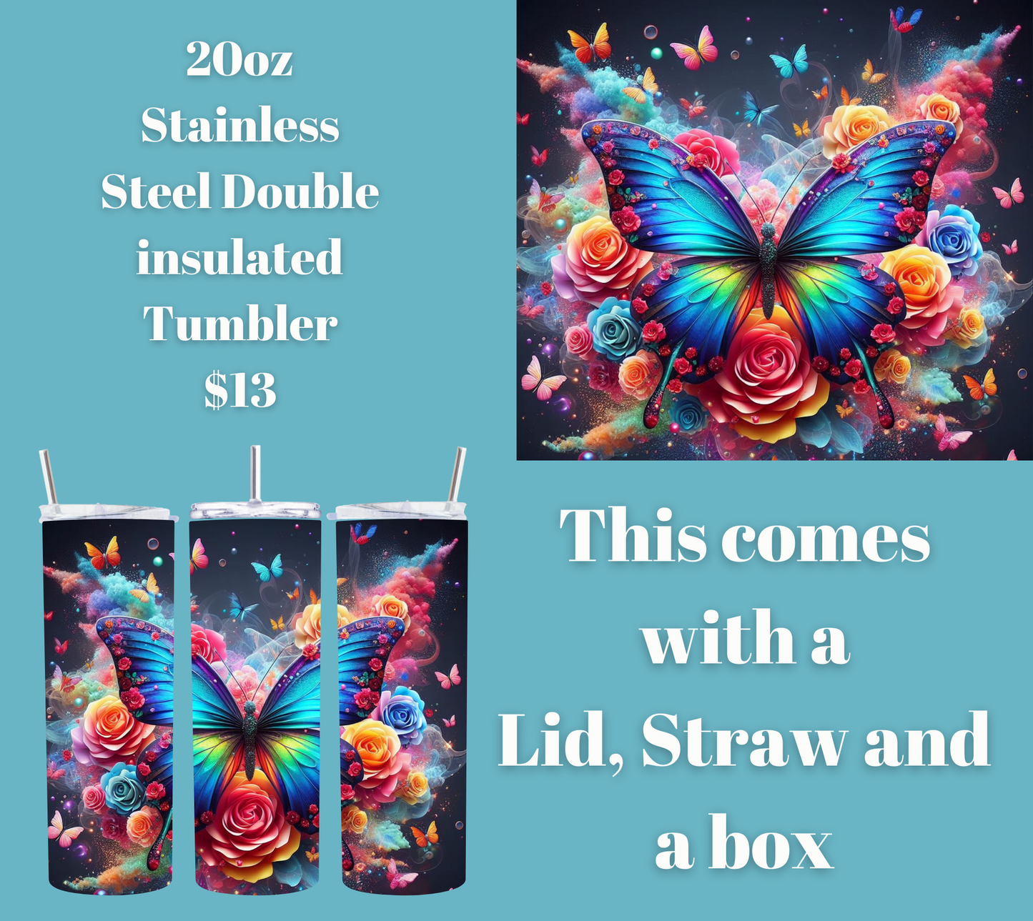 Enchanted Flutter Stainless Steel Tumbler