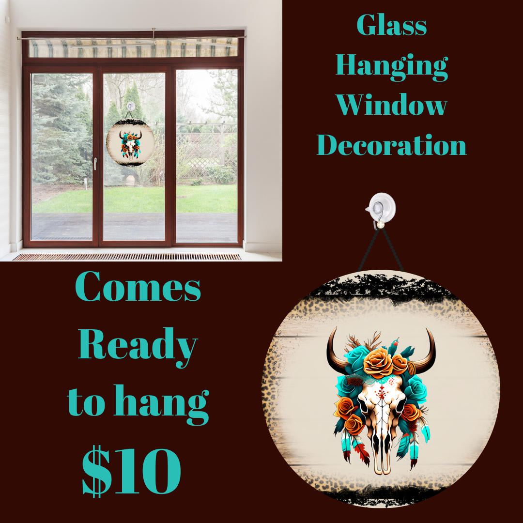 Azure Bloom Circular Glass Window Charm