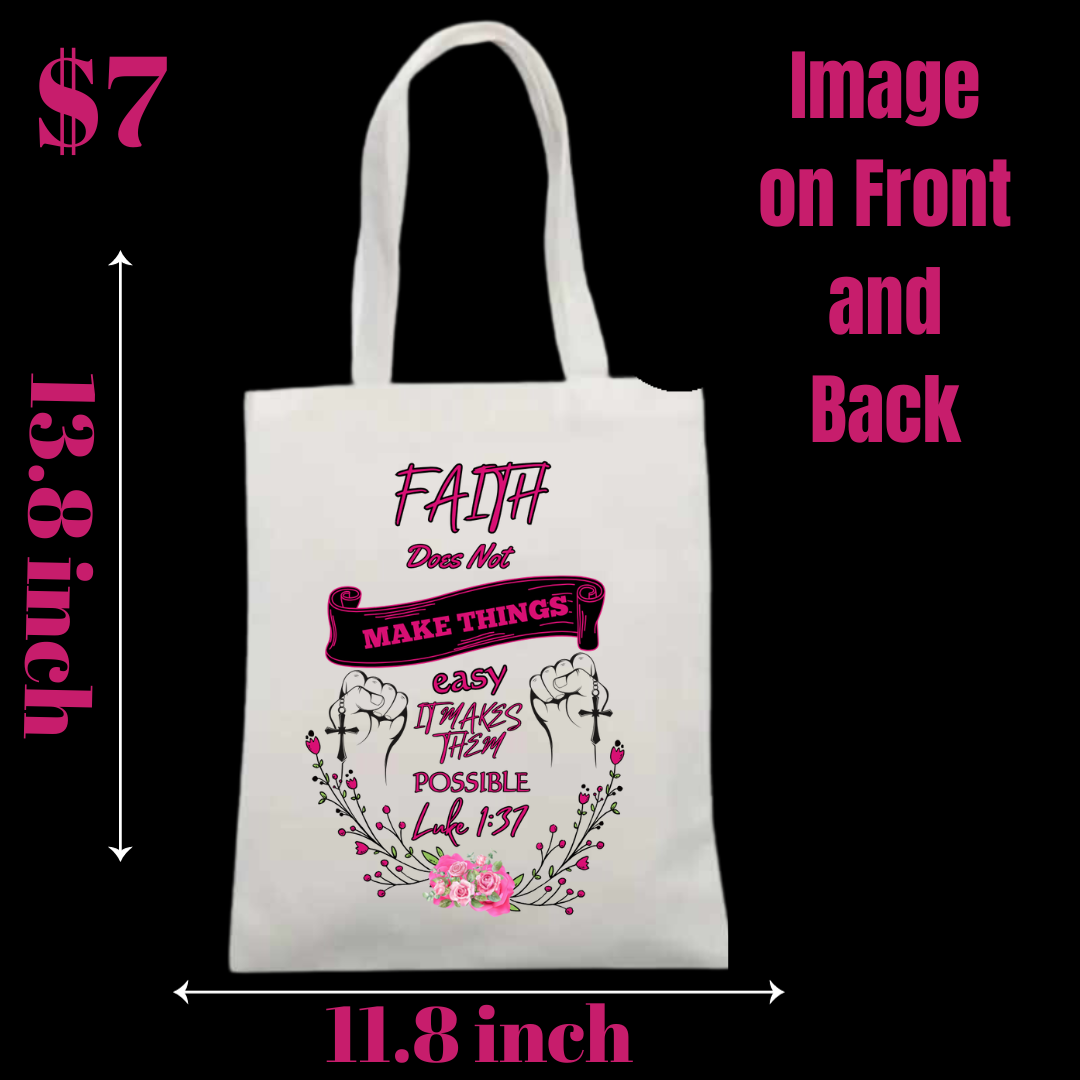 Faith-Inspired Dual-Sided Tote Bag – Floral and Scripture Design
