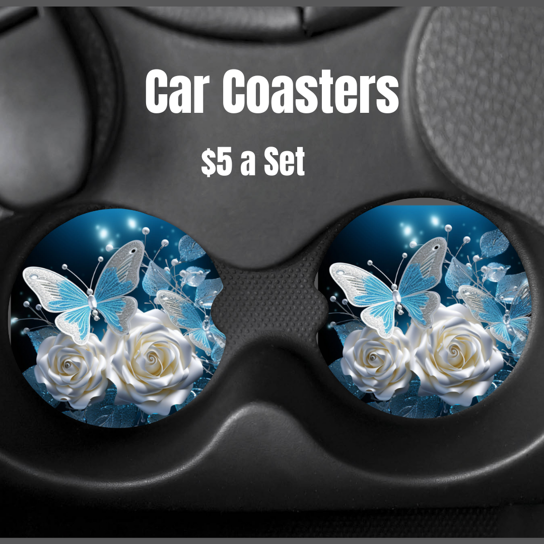 Butterflies and roses Car Coasters
