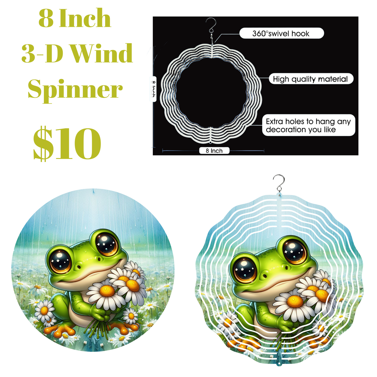 Daisy Dance Frog Wind Spinner
