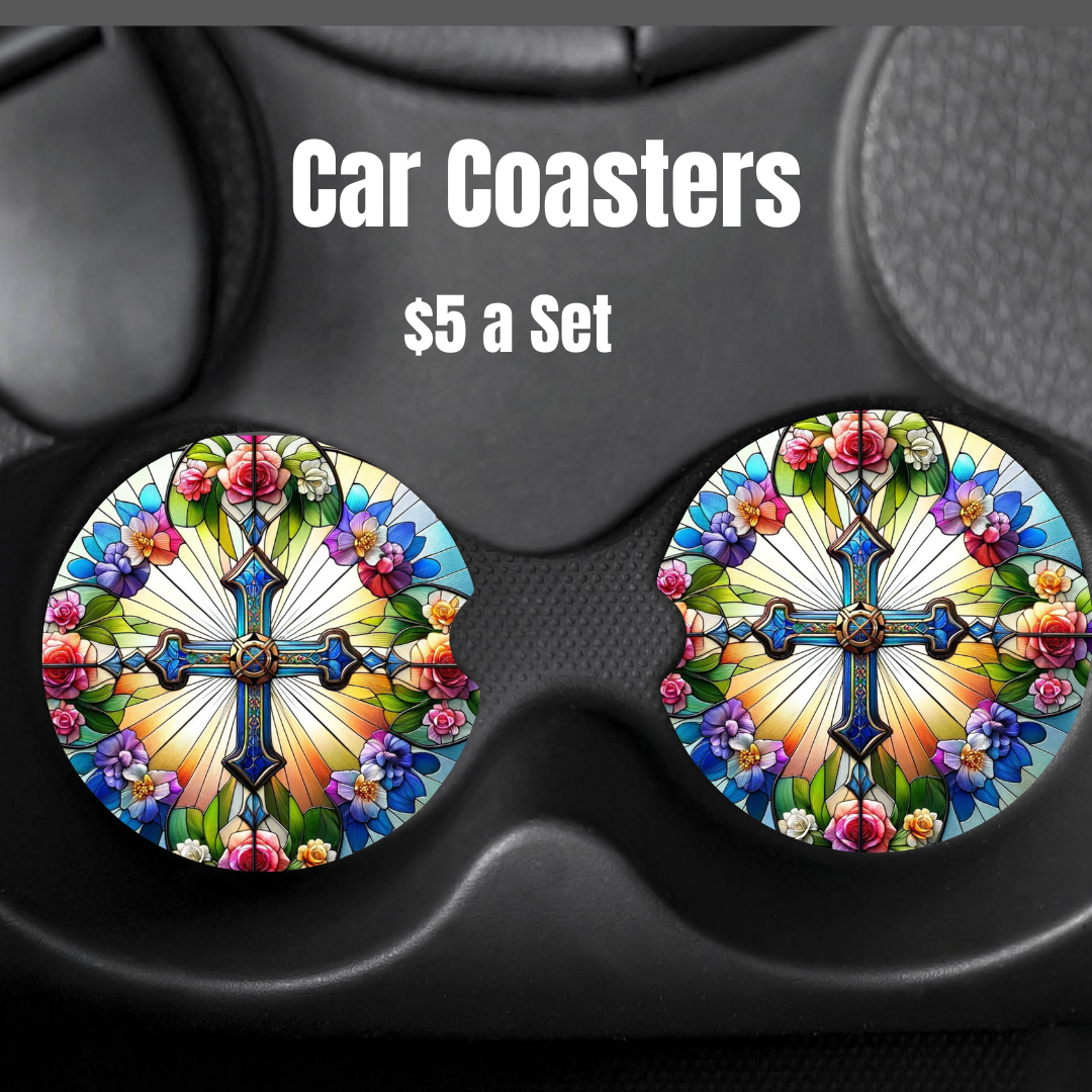 "Sanctuary Blossoms" Car Coasters Set