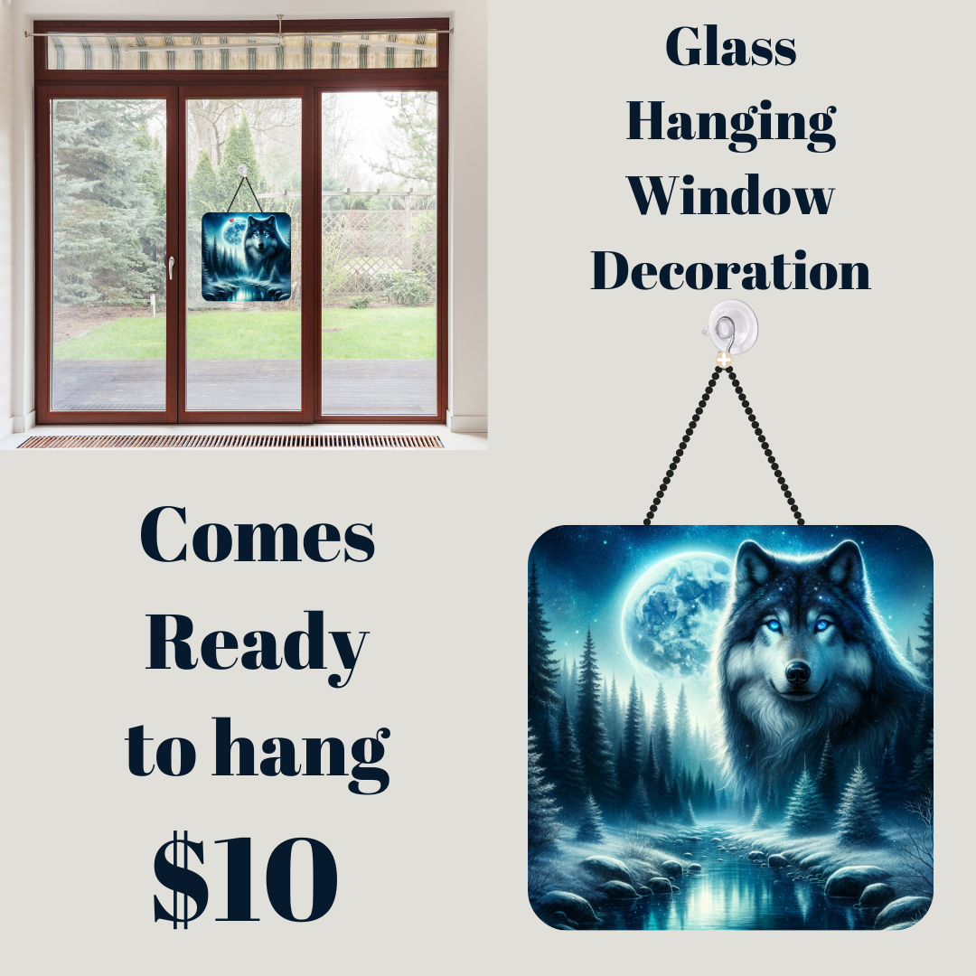 Lunar Wolf Glass Suncatcher
