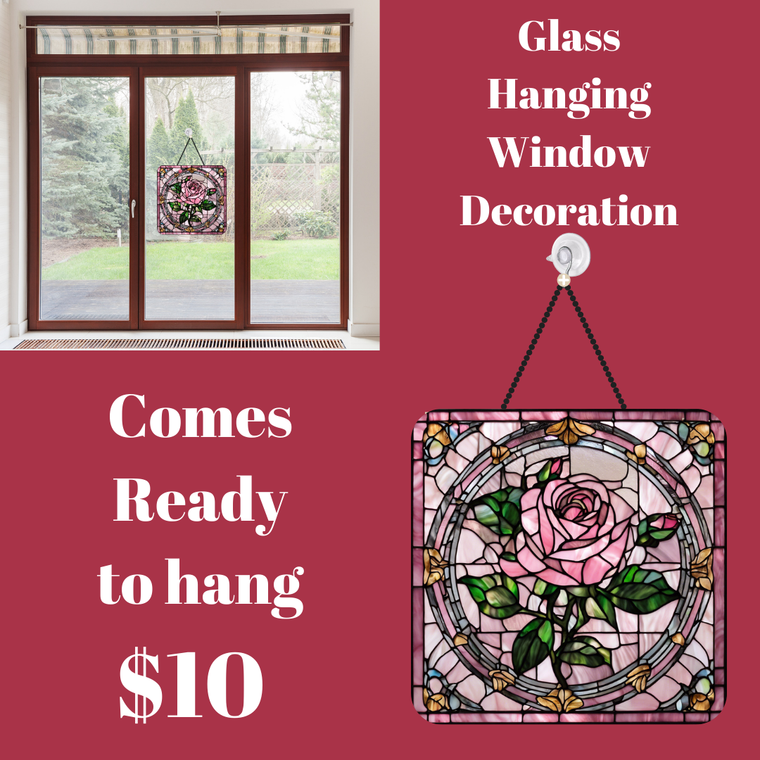 Blooming Rose Stained Glass Window Charm