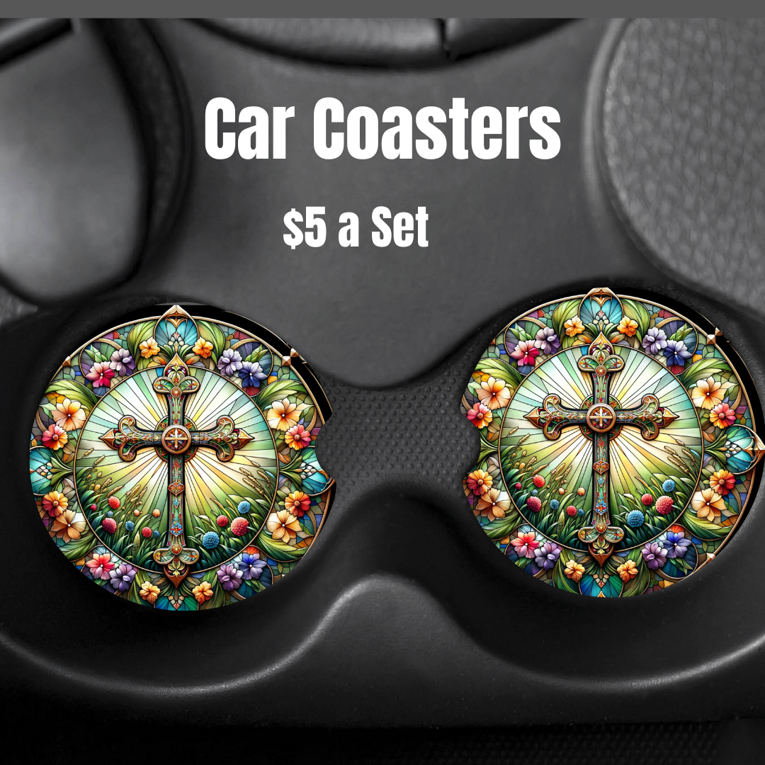 "Sanctuary Blossoms" Car Coasters Set