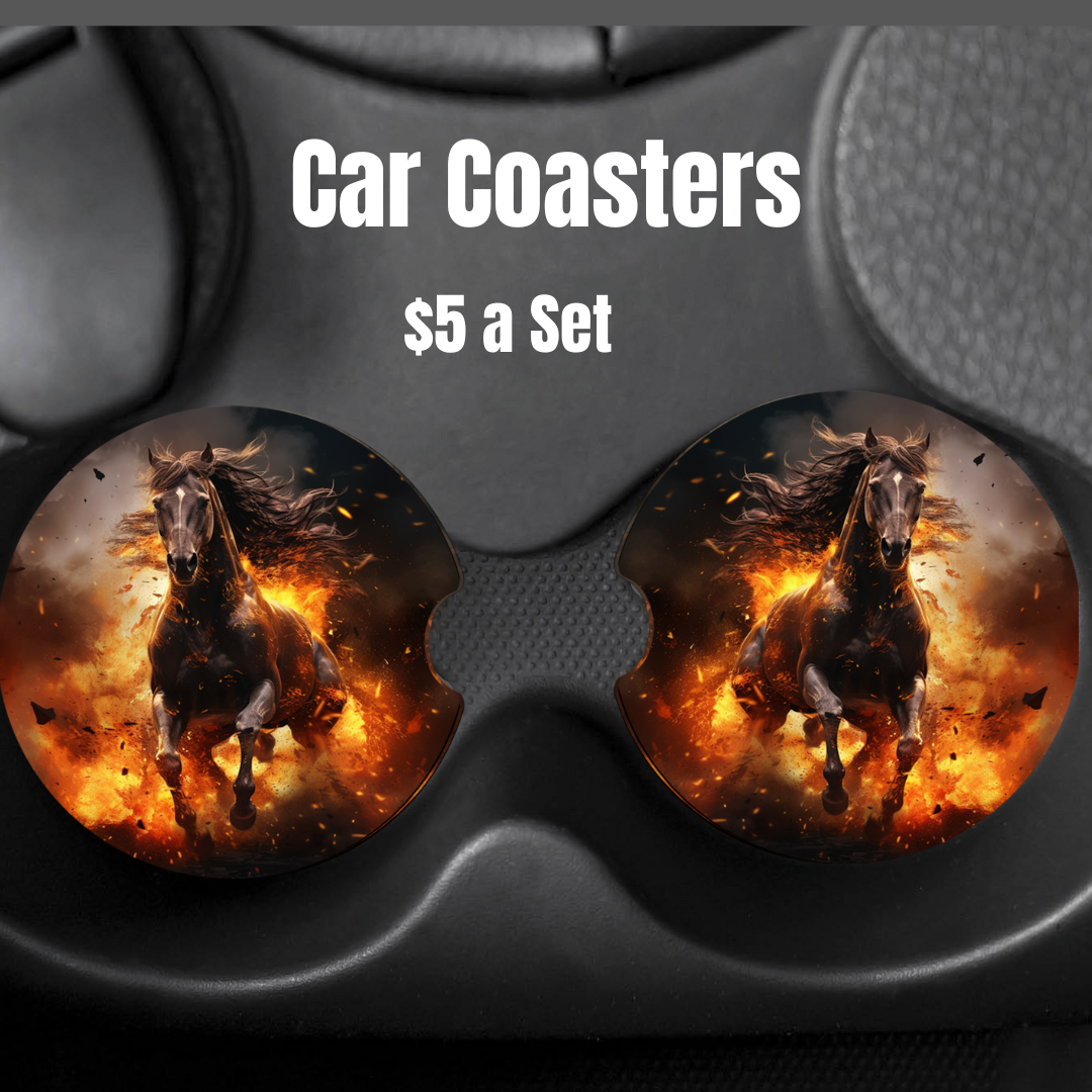 Horse on fire Car Coasters