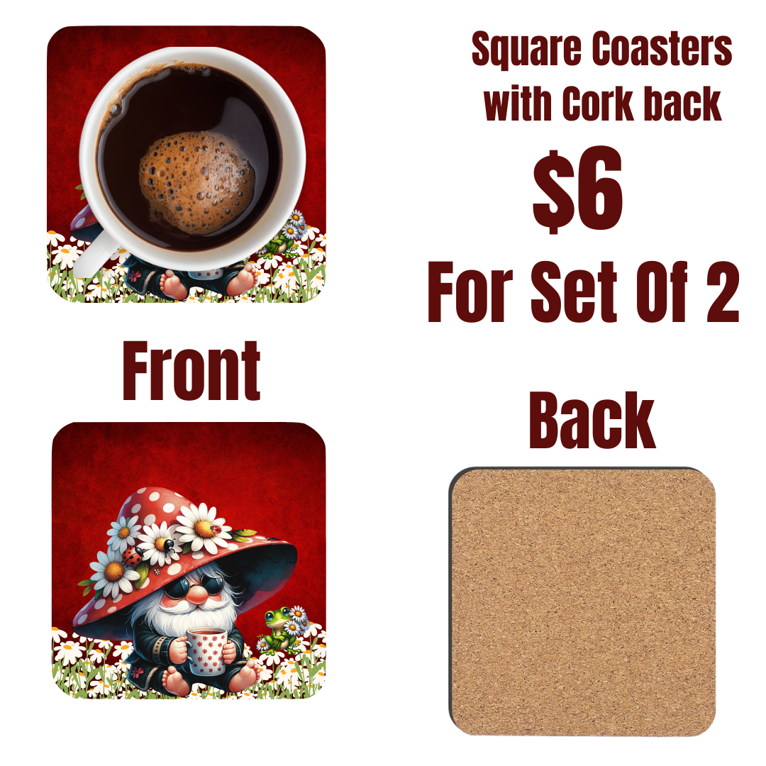 Whimsical Gnome End Table Coaster Set