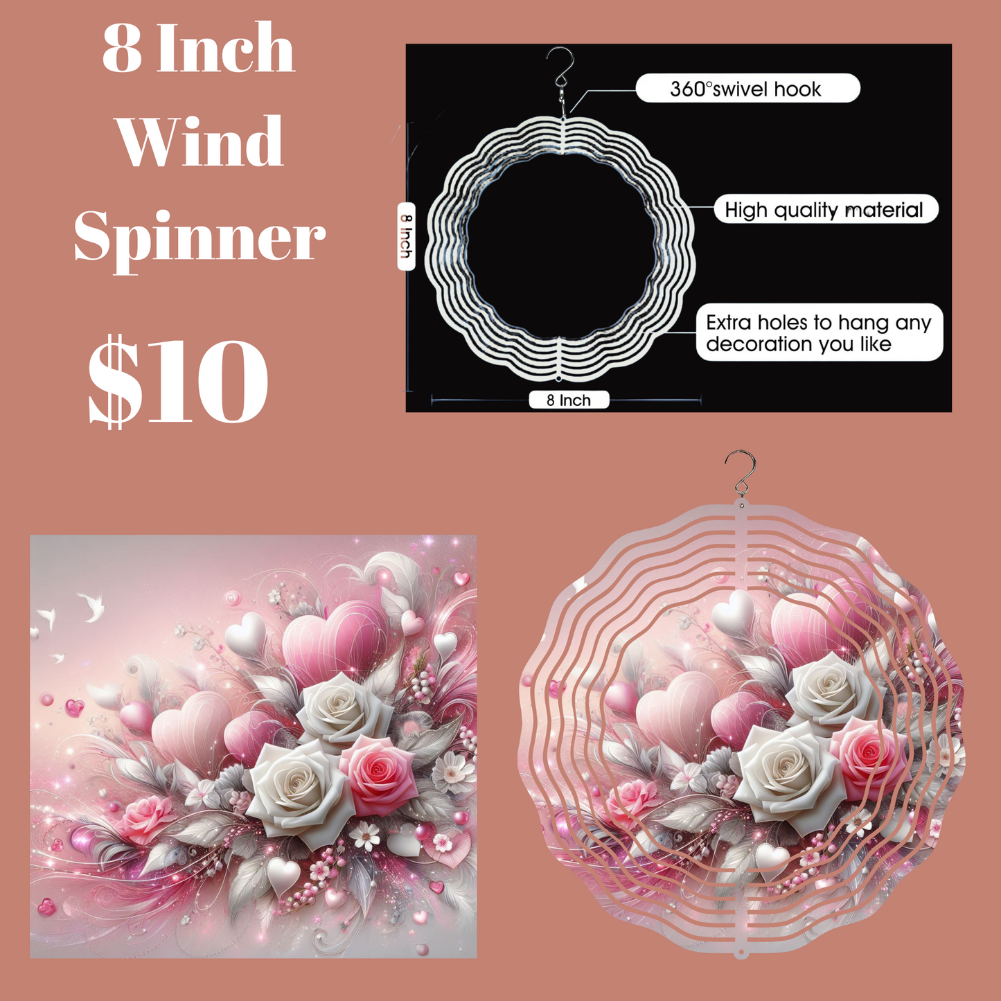 Radiant Hearts 3D Wind Spinner