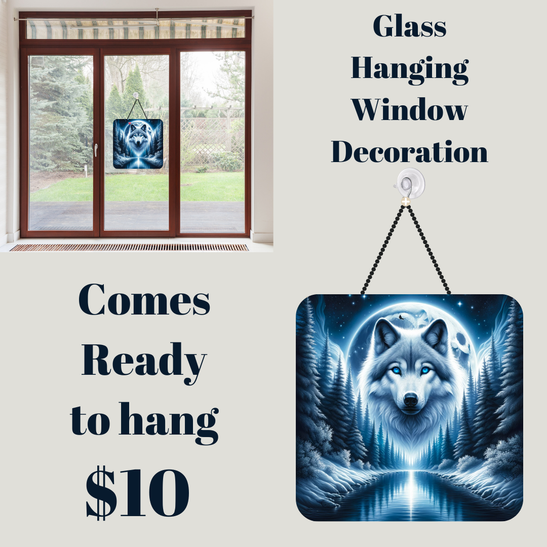 Lunar Wolf Glass Suncatcher