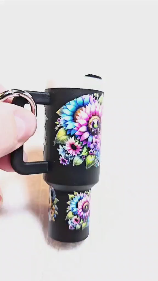 ๐ป Mini Sips Keychain Tumbler โ Floral Cow Edition