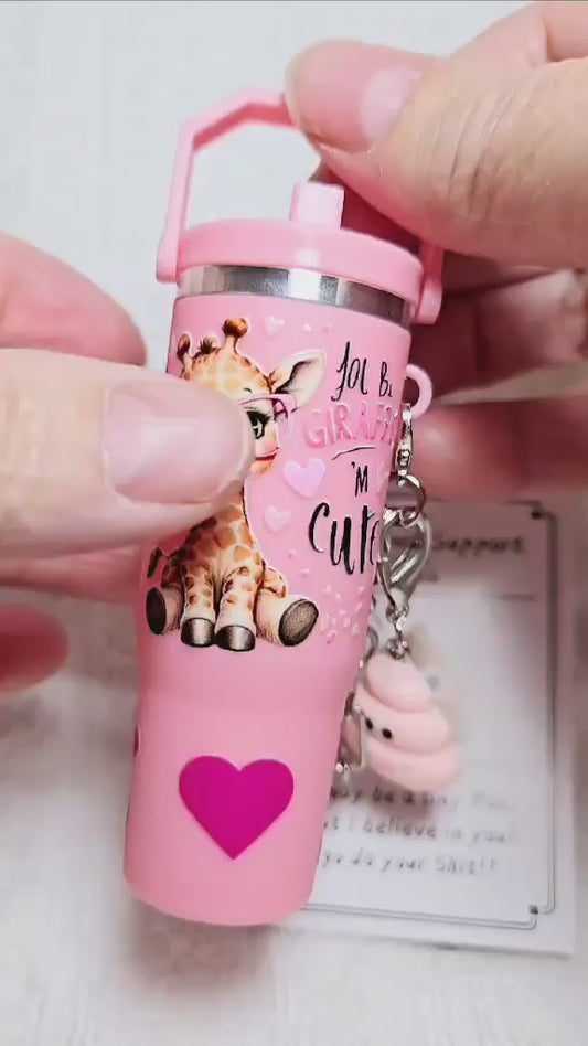 Giraffe Mini Tumbler Storage Keychain