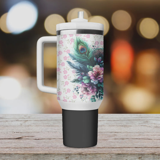 Let Them" Peacock Bloom Tumbler – 40 oz Stainless Steel