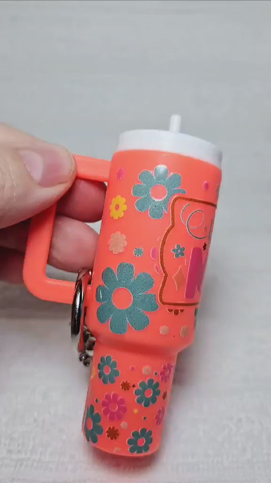 Blessed Mom Floral Mini Tumbler Keychain