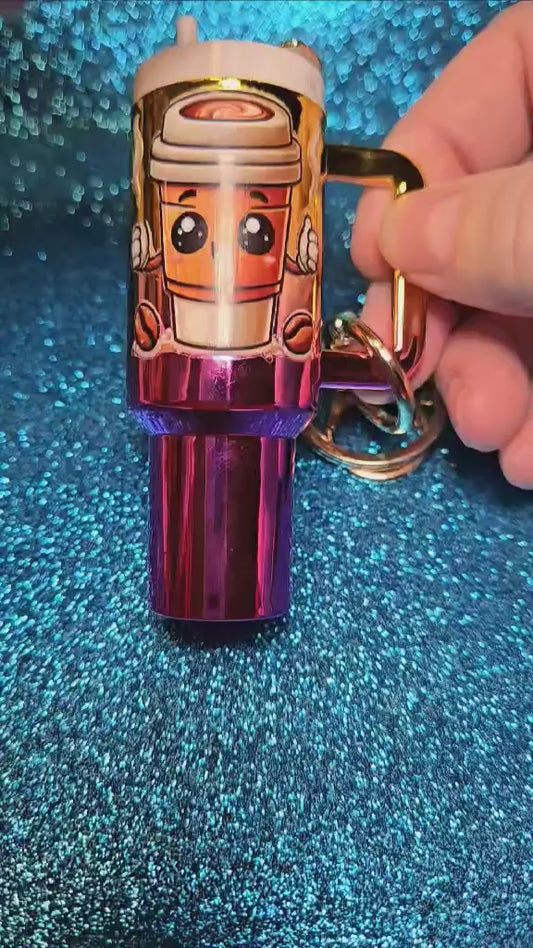 Caffeinated Cutie Mini Tumbler Keychain