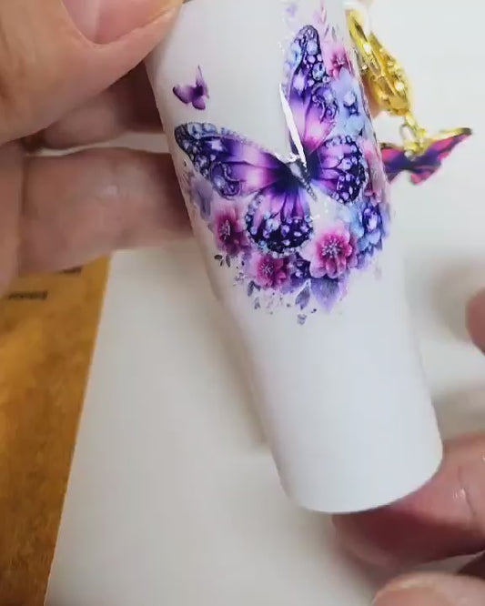 Fluttering Charm Lip Balm Holder Keychain