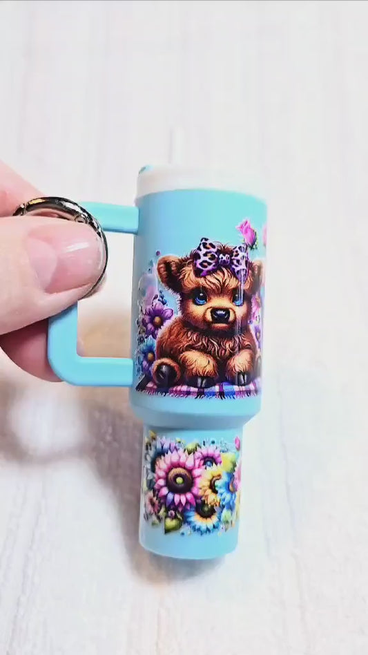🌸 Highland Sass Mini Tumbler Keychain 🐮