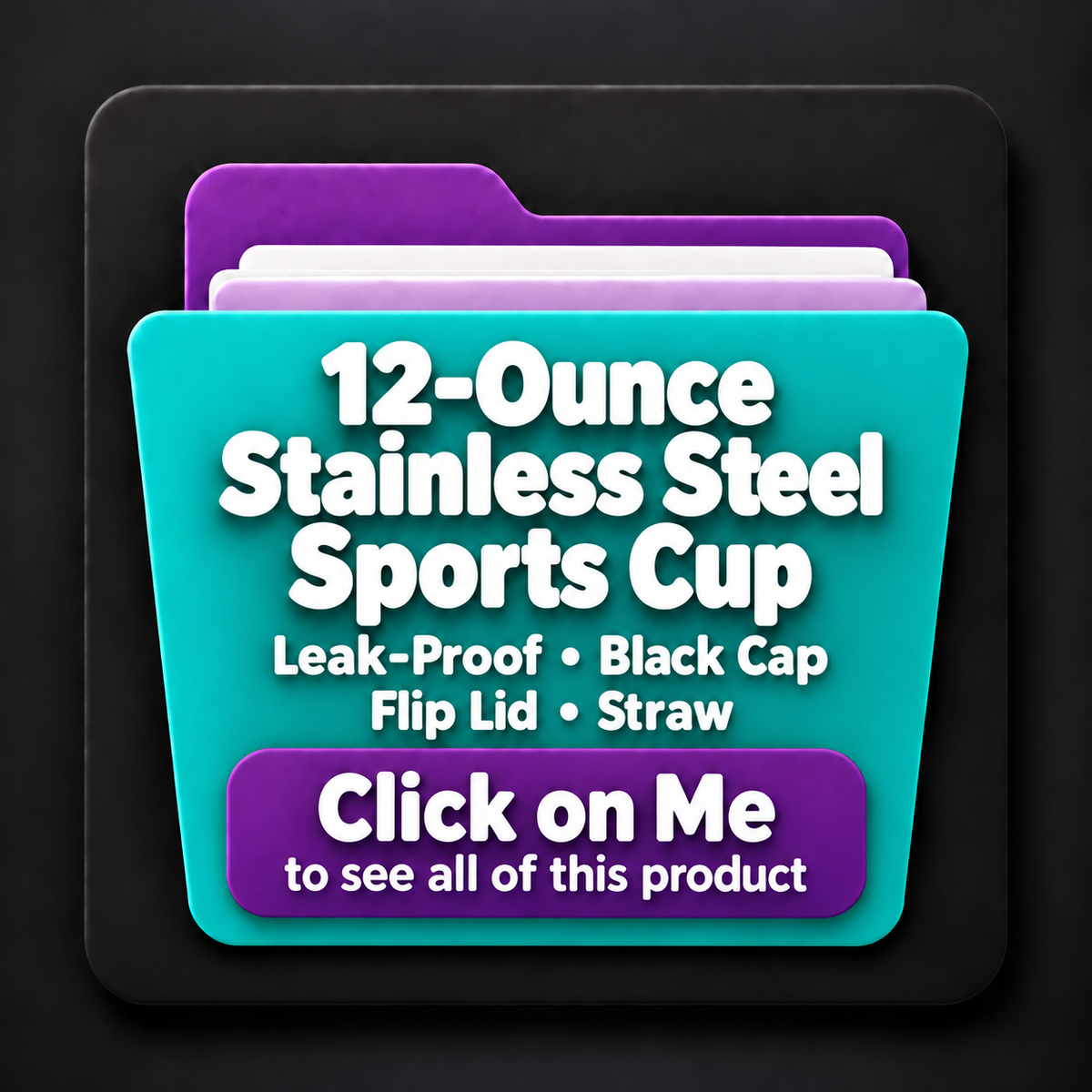 12 OZ Stainless Steel Leak-proof Sports Cup with Black Cap Flip Straw