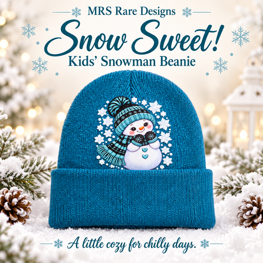 Snow Sweet Teal Kids’ Snowman Beanie